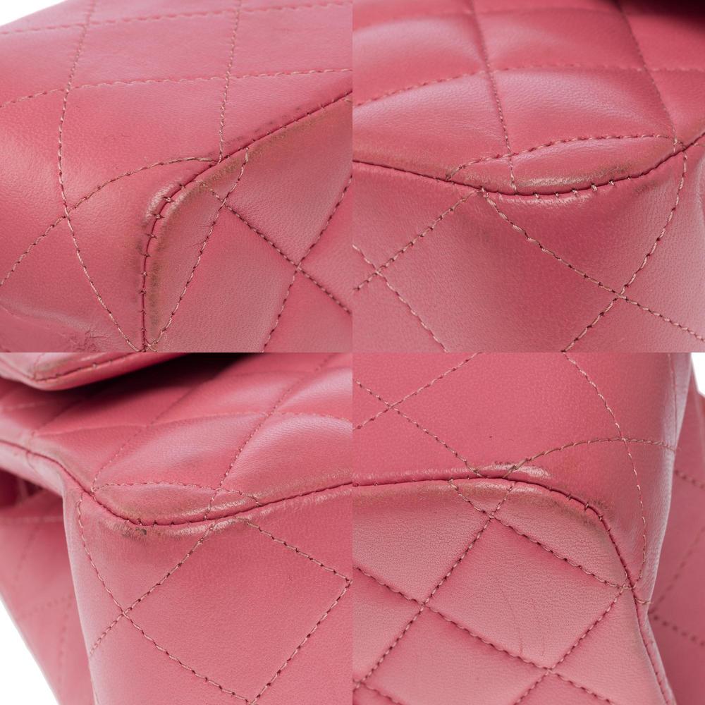 CHANEL Timeless double flap shoulder bag in Pink quilted lambskin leather, SHW - Picture 12 of 12
